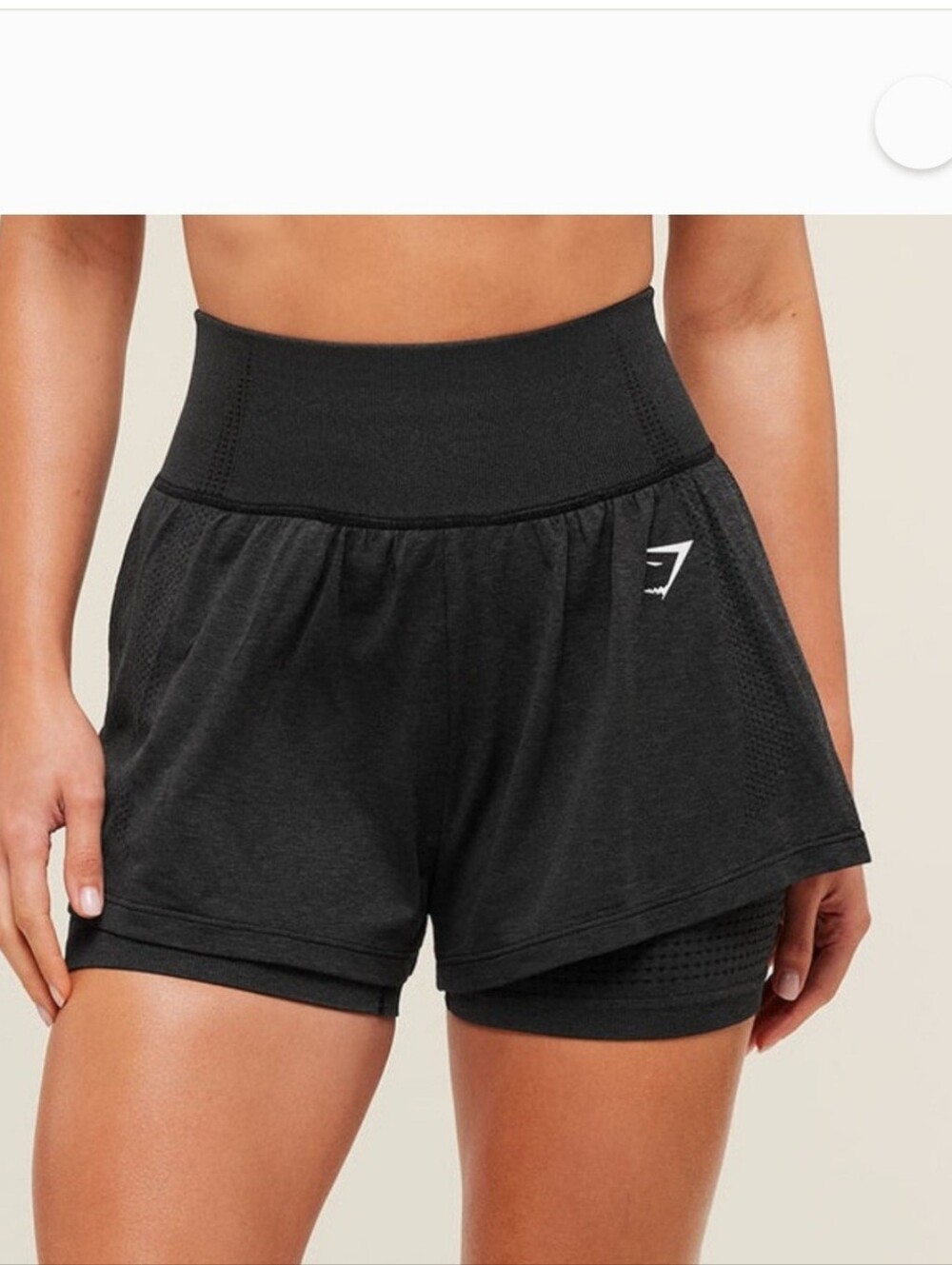 Gymshark Energy+ Seamless 2-in-1 Shorts - Black Marl - Size Medium - Picture 8 of 11
